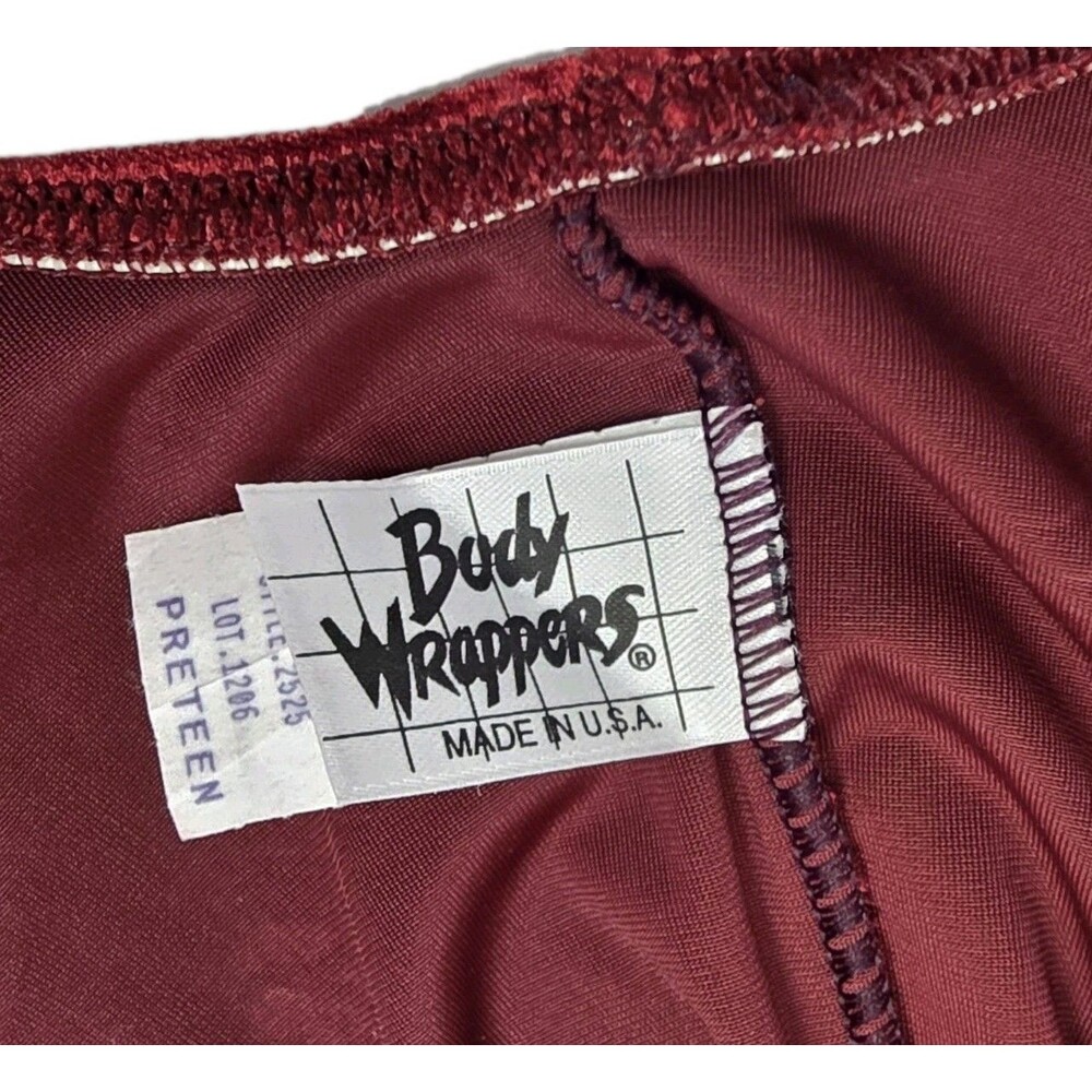 Body Wrappers VTG Embossed Rose Velvet Keyhole High Neck Biketard Preteen AXS AS - Picture 11 of 16